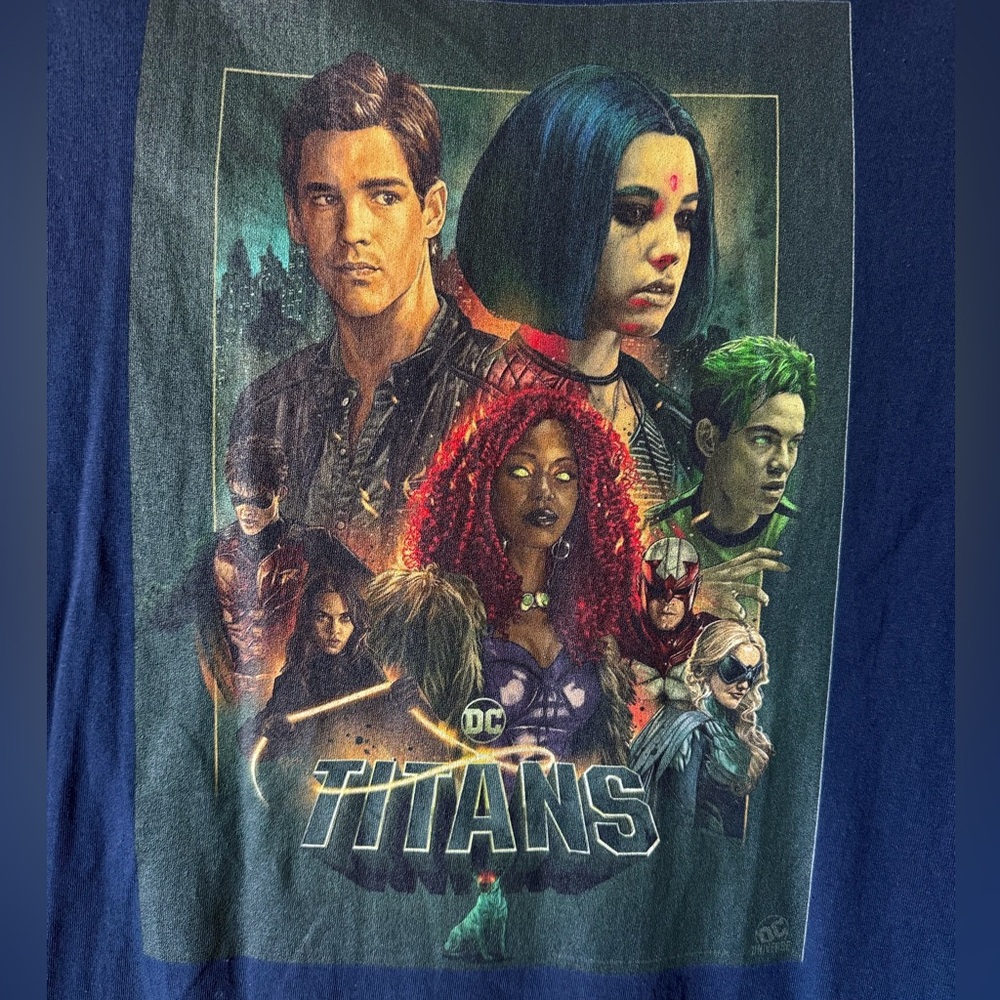 DC Titans Navy Blue Cottage Short Sleeve Graphic T-Shirt Size 4XL VGUC
